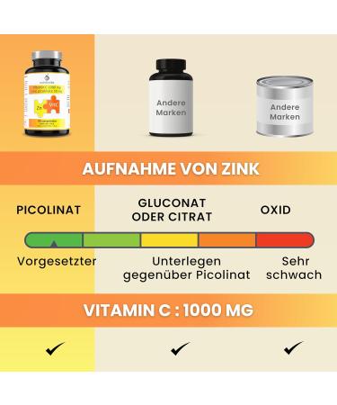 Buy Vegan Vitamin C 1000 mg + Zinc Picolinate 50 mg | 120 Tablets for Immune Support | Shop Internationally - Buy Online on GoSupps.com