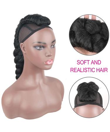 Goddess Braid Fauxhawk High Puff Hair Piece for Black Women - KRSI Yaki Straight Mohawk Clip-in Extensions (1B) - Buy Online on GoSupps.com