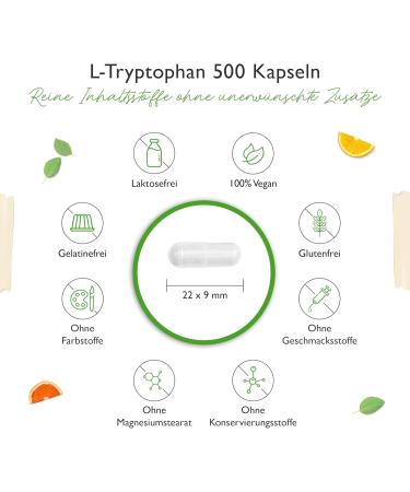 L-Tryptophan 500 mg - 365 Vegetable Fermentation Capsules - 12 Months of Battery Life - No Additives - High Dosed - Vegan - Buy Online on GoSupps.com