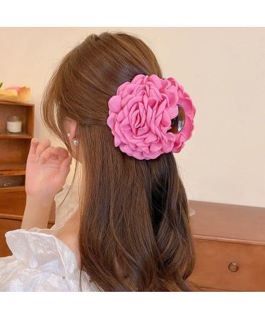 Big Flower Hair Claws Women's Vintage Headwear Big Rose Flower Hair Bow Barrettes Ponytail Holder Hair Accessories for Girls Rose Red - Buy Online on GoSupps.com