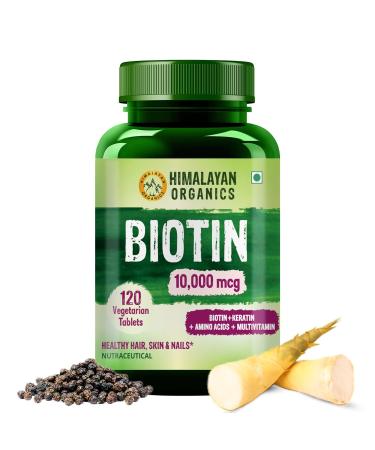 Generic Biotin 10000 MCG Supplement for Men and Women with Keratin+Amino Acids+Multivitamin for Healthy Hair Skin & Nails -120 Vegetarian Tablets