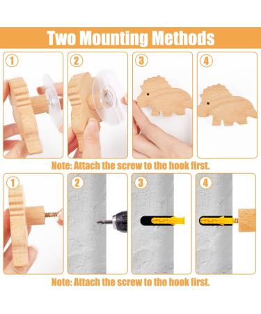 Buy 4-Piece Wooden Cabinet Buttons for Children's Rooms | Animal Motif Furniture Handles with Self-Adhesive & Screws - Dinosaur Design - Buy Online on GoSupps.com