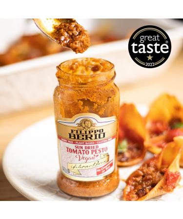 FILIPPO BERIO Vegan Red Pesto Sun-Dried Tomatoes Italian Red Vegan Pesto Pasta Sauce 190g (Pack of 6) - Buy Online on GoSupps.com