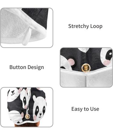 Cute Panda Black Hair Towel 2 Pack | Super Absorbent Quick Dry Turbans for Women & Girls - Buy Online on GoSupps.com