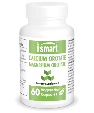 Supersmart - Calcium Orotate Combined with Magnesium Orotate - Strengthen Bones - Help with Cramps & Spasms - Stress Relief & Sleep Aid | Non-GMO & Gluten Free - 60 Vegetarian Capsules