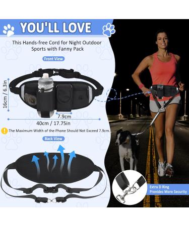 Vobuke Adjustable Hands-Free Dog Jogging Leash - Shock Absorption Reflective Design & Carabiner for Small & Medium Dogs up to 177lbs - Buy Online on GoSupps.com