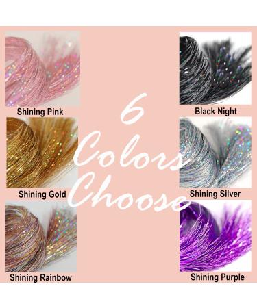 Shining Silver Clip-in Hair Tinsel Kit - 6Pcs 20 Inch Glitter Extensions with Clips for Women, Girls, Kids - Heat Resistant Fairy Sparkle Strands - Festival Gift - Buy Online on GoSupps.com