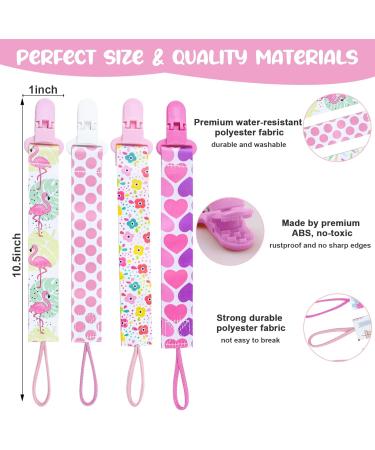 8Pcs Girls Baby Pacifier Clips - Dummy Clip Soother Chains with Silicone Ring Adapter for Dummies, Soothers, Teething Toys - Newborn Essentials in Pink - Buy Online on GoSupps.com
