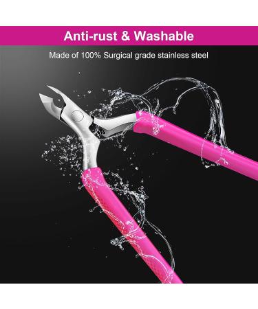 Professional Cuticle Clipper with Non-Slip Silicone Handle - Stainless Steel Alicates Para Manicura Profesional - Ideal for Dry Skin - Rose - Buy Online on GoSupps.com