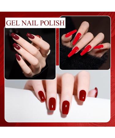 Gel Nail Polish Set 6 Colors Bright Red Burgundy Dark Glitter Red Soak-Off UV/LED Nail Polish Gel for Home Salon DIY Nail Art 5ML - Buy Online on GoSupps.com