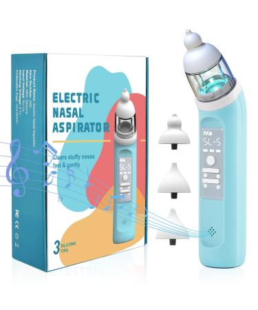 NZBOMU Baby Nasal Aspirator  Nasal Aspirator for Baby  Baby Nose Sucker  Electric Nose Suction for Baby with 3 Silicone Tips- Rechargeable  5 Levels of Suction & Music & Light
