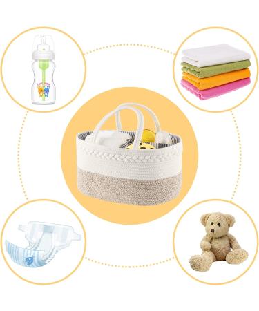 WHATWEARS Baby Diaper Caddy Organizer - Portable Cotton Rope Basket for Boys and Girls - Yellow Nursery Storage with Compartments - Buy Online on GoSupps.com