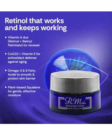 Pro-Med Retinol Eye Cream for Women & Men With Vitamin A C Hyaluronic Acid & Squalane Anti Aging Eye Treatment for Wrinkles Crow s Feet Puffiness Dark Circles 0.5 oz - Buy Online on GoSupps.com