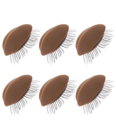 DOITOOL 3 Pairs Removable Eyelids Lash Kit Silicone Molds Makeup Kits Replacement Eyelids Makeup Practice Device Eyelids Practice Tool Eyelids Replacement Makeup Practice Tool 3X1.5CM Coffee