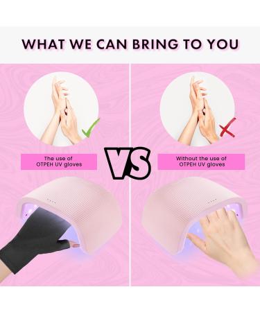 OTPEH UV Gel Light Protection Fingerless Manicure Gloves - Black - Buy Online on GoSupps.com