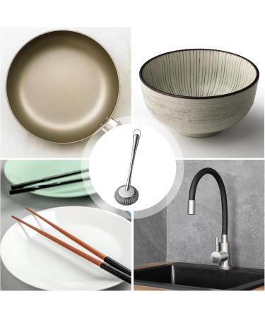 Scourer with Long Handle | Long Handle and Anti-Slip Scrubbers for Dishes Kitchen Utensils for Dishwashing Sink Iron Pots Bowl Plates Non-Stick Pans Maidong - Buy Online on GoSupps.com