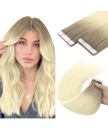 Youngsee injection tape extensions real hair ombre real hair extensions tape virgin 60cm tape in extensions real hair smooth tape real hair extensions light brown ombre blonde skin weft 5pcs 12.5g #r8t60 60 cc virgin- #r8t60