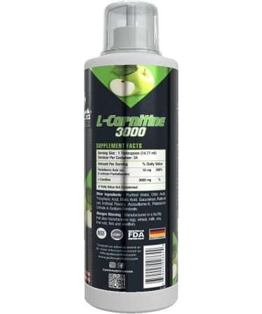 Buy L-Carnitine 3000 - 500ml (34 Servings) Green Apple Flavor - International Shipping Available - Buy Online on GoSupps.com