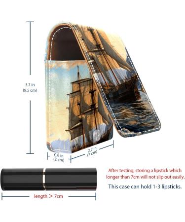 Leather Lipstick Case with Mirror - Mini Lip Gloss Organizer & Sailboat Design for International Shipping - Buy Online on GoSupps.com