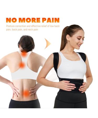 Back Brace & Posture Corrector for Men & Women - Scoliosis & Hunchback Relief | Comfortable Upper & Lower Back Support (L) - Black - Buy Online on GoSupps.com