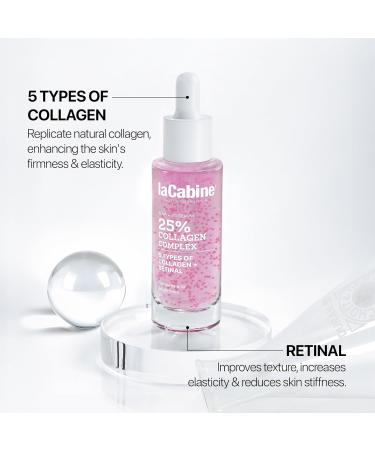 laCabine 25% Collagen Complex Advanced Serum 30ml S rum visage anti- ge avec 5 types de collag ne et de r tine Raffermit soul ve et lisse les peaux matures - Buy Online on GoSupps.com