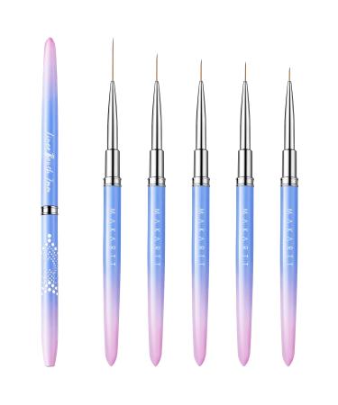 Makartt Nail Art Brushes,Liner for Nails, 5pcs, 7/9/11/15/25mm, Easy Hold,  Thin Nail Art Design Brush Detail Brush for Gel Polish Nail Paintings