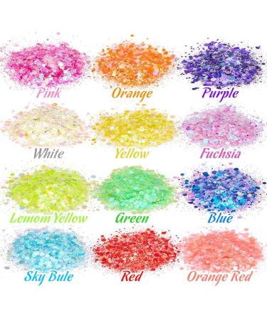 1 Box Fashion DIY Manicure Glow in the Dark Neon Sequins Hexagon Sequins Nail Art Glitter Luminous Nail Powder(12) - Buy Online on GoSupps.com