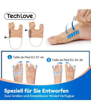 Tech Love Hallux Valgus Corrector - Unisex Size L Hammer Toe Relief Socks & Spacer for Pain-Free Walking - Buy Online on GoSupps.com