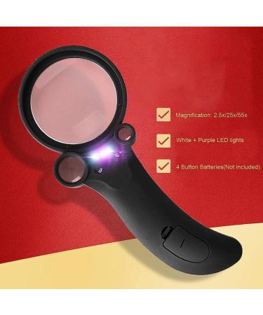 Magnifiers 2.5X 25X 55X Magnifying Glass with Led Light Cleaning Cloth Identification Portable for Elderly Students Magnifier Comfortable Anniversary - Buy Online on GoSupps.com