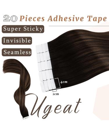 Ugeat Real Hair Extensions Tape - Brown & Chestnut Balayage Remy Hair 20 Pieces 40cm 50g #2/6/2 - Premium Adhesive Extensions for International Shipping - Buy Online on GoSupps.com