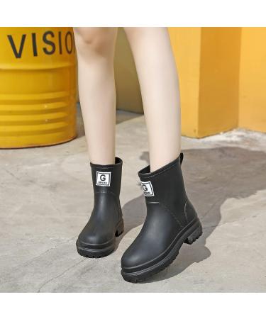 Women's Short Rain Boots | Waterproof Garden Shoes | Lightweight Ankle Boots | Black Chelsea Platform Rain Shoes for Outdoor Work - Buy Online on GoSupps.com