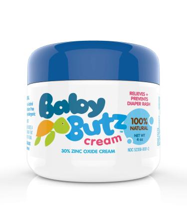 Baby Butz Diaper Rash Cream  100% Natural Zinc Oxide Maximum Strength Butt Paste  Barrier Baby Cream to Help  Relieve & Prevent Diaper Rash  Hypoallergenic  Ointment for Newborns  Infants- 4oz 4 Ounce (Pack of 1)