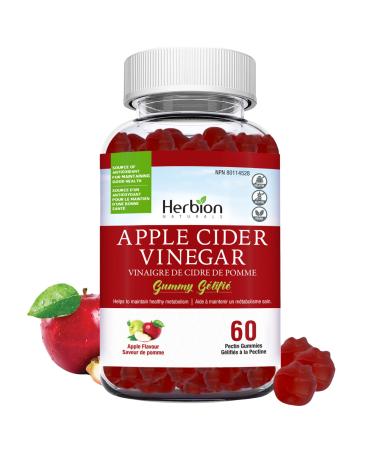 Herbion Naturals Apple Cider Vinegar Gummy with Folic Acid Pomegranate Beetroot & vitamin B12 source of Antioxidants to maintain Good Health & Metabolism 60 Pectin Gummies for Adults Apple Flavor