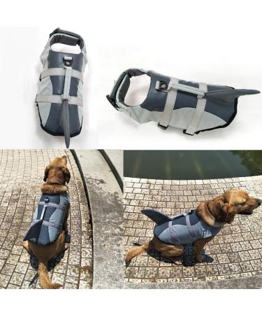 Vohoney Dog Life Jackets Pet Swimming Vest Lifesaver Jacket Dog Floatation Preserver Swimsuit with Buoyancy and Rescue Handle(S Grey) S Grey - Buy Online on GoSupps.com