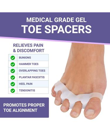 Gel Silicone Toe Separators & Stretchers for Bunion & Hammer Toe Pain Relief - 2 Pairs for Yoga, Running & Sports Activities - Buy Online on GoSupps.com