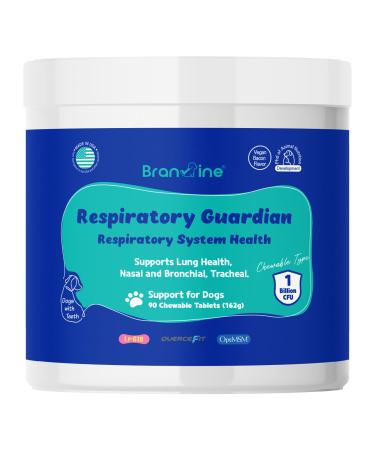 Branvine Respiratory Guardian for Dogs - Supports Lung Health Nasal Bronchial and Tracheal Vegan Bacon Flavor (90 Chewables) with Quercefit  and Respiratory Probiotics