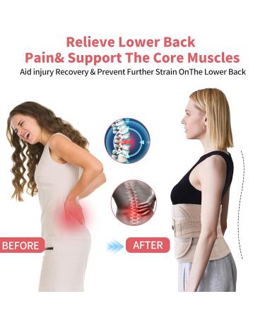 DARLIS Plus Size Back Brace for Lower Back Pain - Breathable Lumbar Support Belt for Sciatica Herniated Disc & Scoliosis - Instant Relief for Men & Women (Beige 43.3-51.2 - Buy Online on GoSupps.com