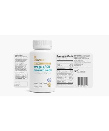 Xtendlife Omega 3 QH Premium Fish Oil - Astaxanthin Lycopene & CoQ10 for Heart Health - 60 Gluten Free Soft Gels - Buy Online on GoSupps.com