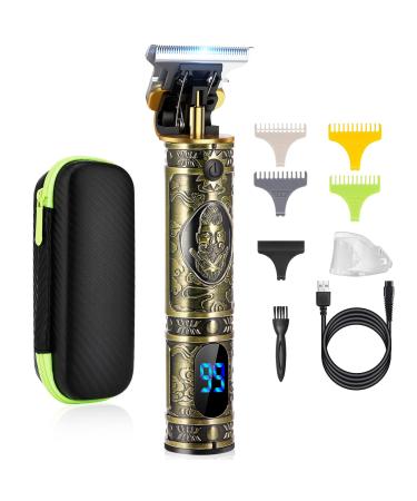 Cordless Hair Trimmer for Men - LURNOFY Professional Electric Hair Clippers - Mens T-Blade Beard Trimmer Zero Gapped Edgers Rechargeable Close Cutting Haircut Kit (Gold) New(gold)