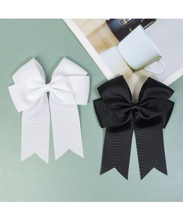 2 Pack 6 inch Bow Hair Clips Large Hair Bow Hair Barrette Clips for Women Girls Black Hair Bows(Black White) - Buy Online on GoSupps.com