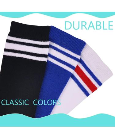 LO SHOKIM Toddler Knee High Soccer Socks - Kids Girls Boys Striped Over the Calf Uniform Stockings 3 Pairs (Black, Blue, White & Red) - Size 5-7 Years - Buy Online on GoSupps.com