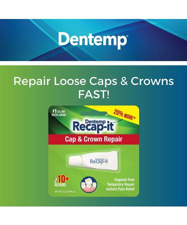 Dentemp Recap-It Cap and Crown Repair Dental Kit - Fast Acting Formula Cement for Loose Caps (Pack of 3) - Temporary Cement for Crown and Bridge - Buy Online on GoSupps.com