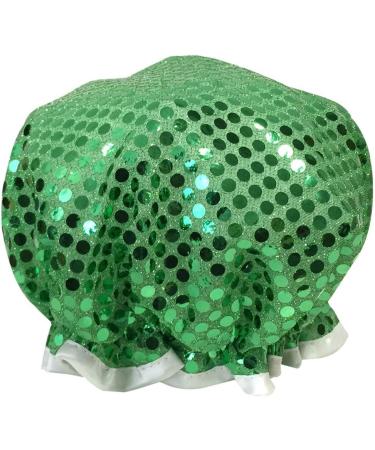 Wrapables Trendy Satin Shower Cap - Green Glitter | Stylish and Waterproof - Buy Online on GoSupps.com