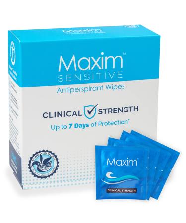Maxim Sensitive Antiperspirant Towelette for Women and Men | Deodorant Wipes, On The Go Sweat Block Wipes For Excessive Sweating And Body Odor(1-Pack) Unscented 10 Count (Pack of 1)