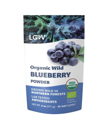 LOOV Organic Wild Blueberry Powder - 35-Day Supply, 6 Oz, Good for Smoothie & Breakfast, Freeze-Dried, from Northern Europe, No Added Sugar