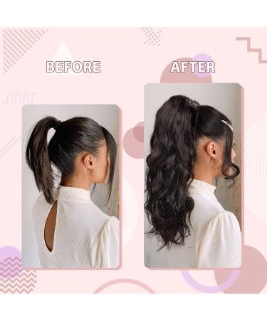 Premium Black Ponytail Extension with Side Clip-in Bangs - 50cm Long Curly Real Hair Hairpiece - Buy Online on GoSupps.com