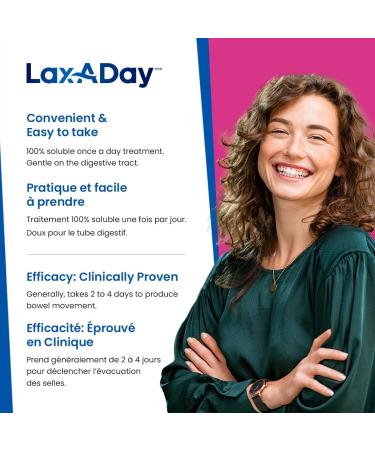 LAX-A-Day Powder Laxative No Taste, No Grit, No Sugar Relief of Occasional Constipation 60 Doses 1020g - Buy Online on GoSupps.com