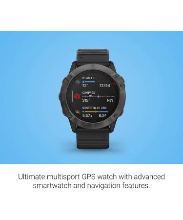 Garmin Fenix 6X Sapphire - Premium Multisport GPS Watch with Mapping, Music, Pace Guidance, and Pulse Ox Sensors - Dark Gray/Black - Buy Online on GoSupps.com