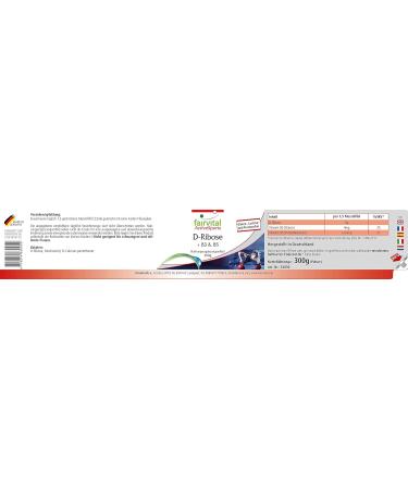Fairvital | D-Ribose powder - combined with vitamins B3 and B5 - VEGAN - 300g - Buy Online on GoSupps.com