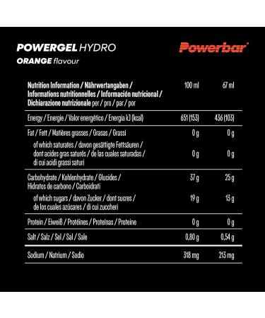 Powerbar PowerGel Hydro Orange 24x67 ml - High Carb Energy Gel with C2MAX Technology - Buy Online on GoSupps.com
